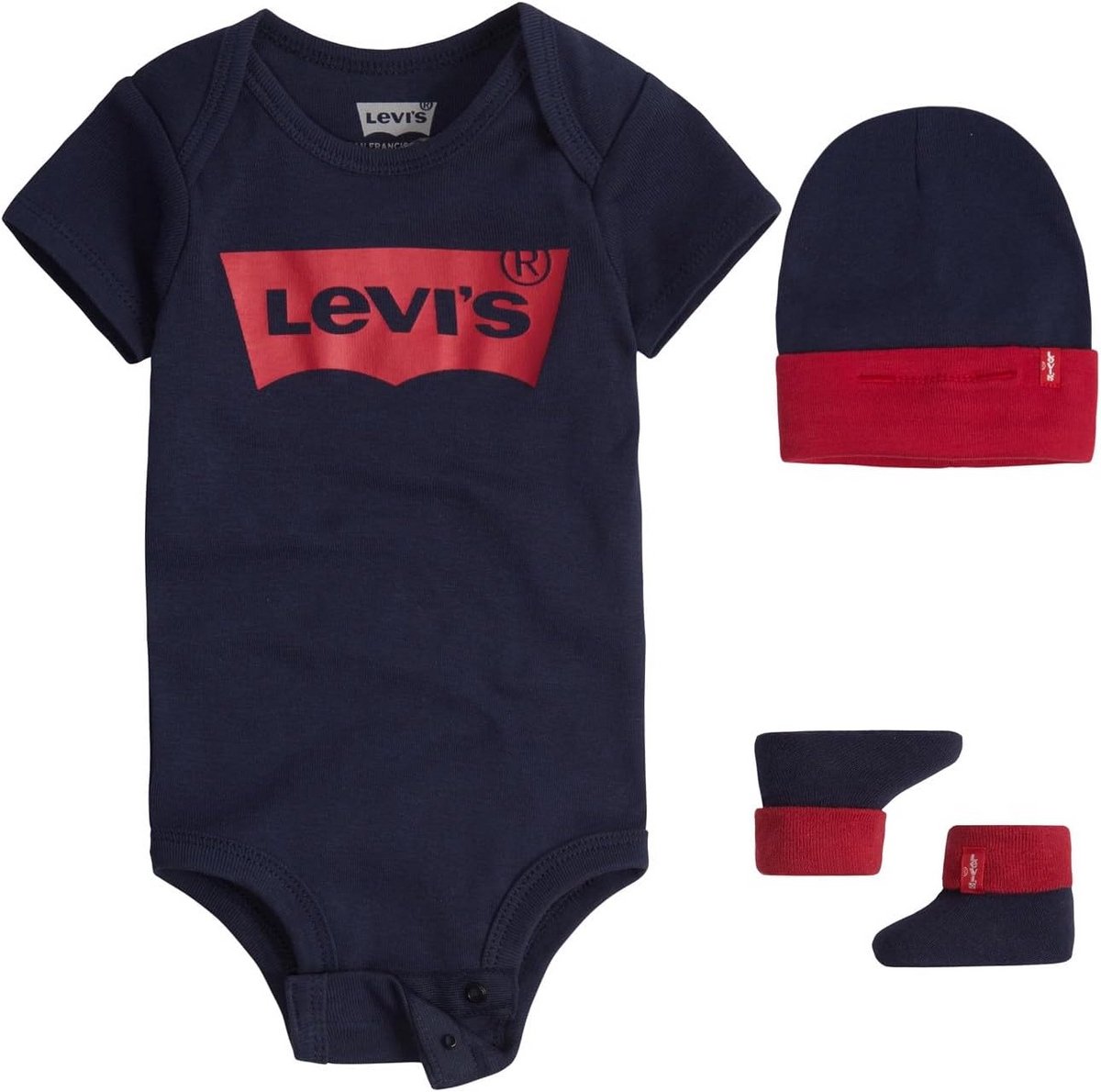 Baby Set 3-Delig Mutsje Romper Met Sokjes Jongen Rood