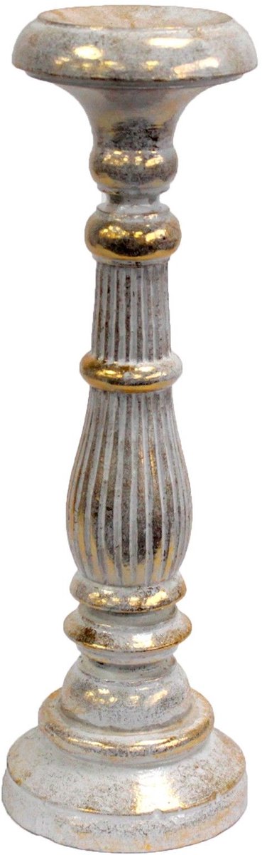 Ancient Wisdom Vintage Kandelaar - Wit & Goud - Kaars Houder - 40cm Hoog
