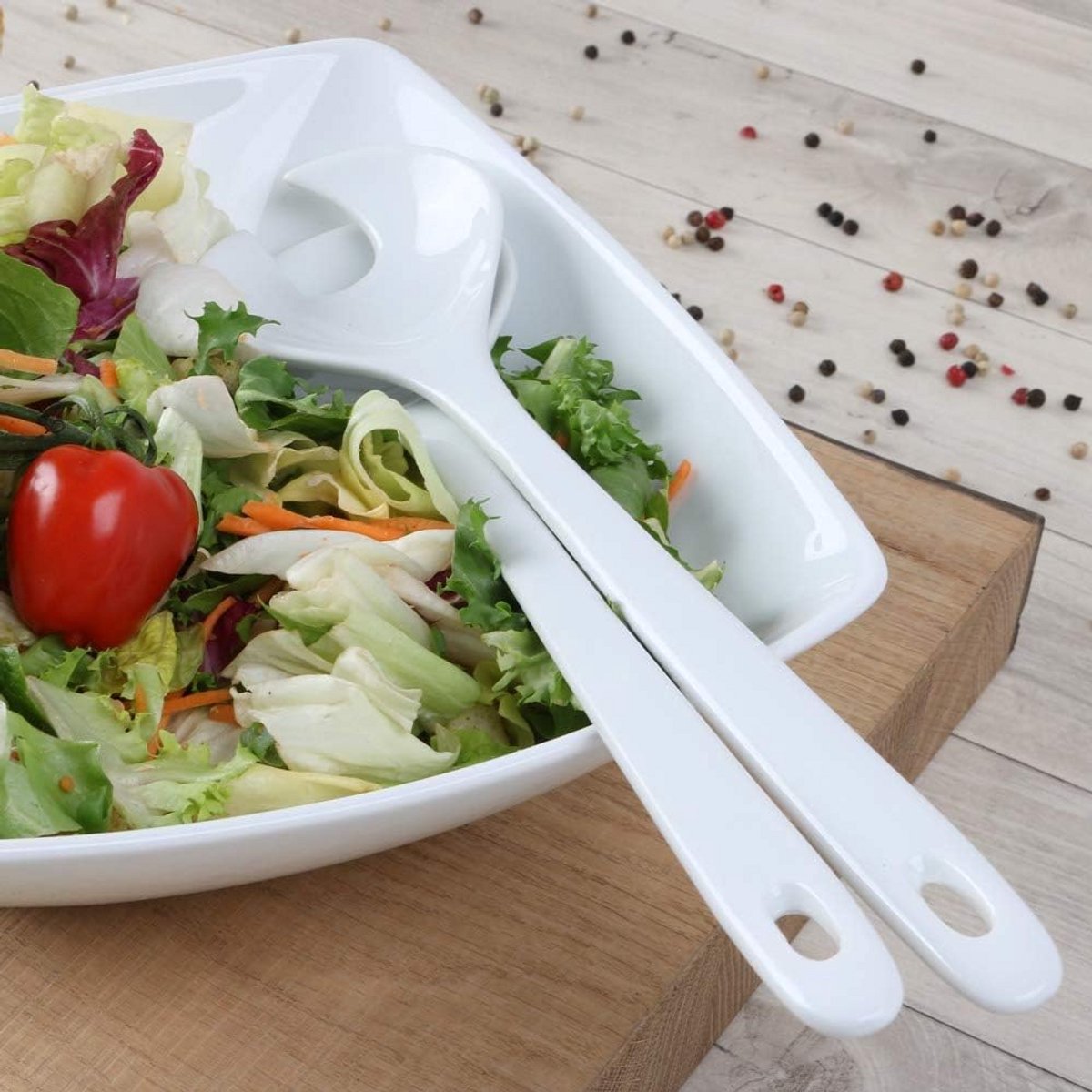 Set van 2 Porseleinen Saladebestek - 29 cm Wit