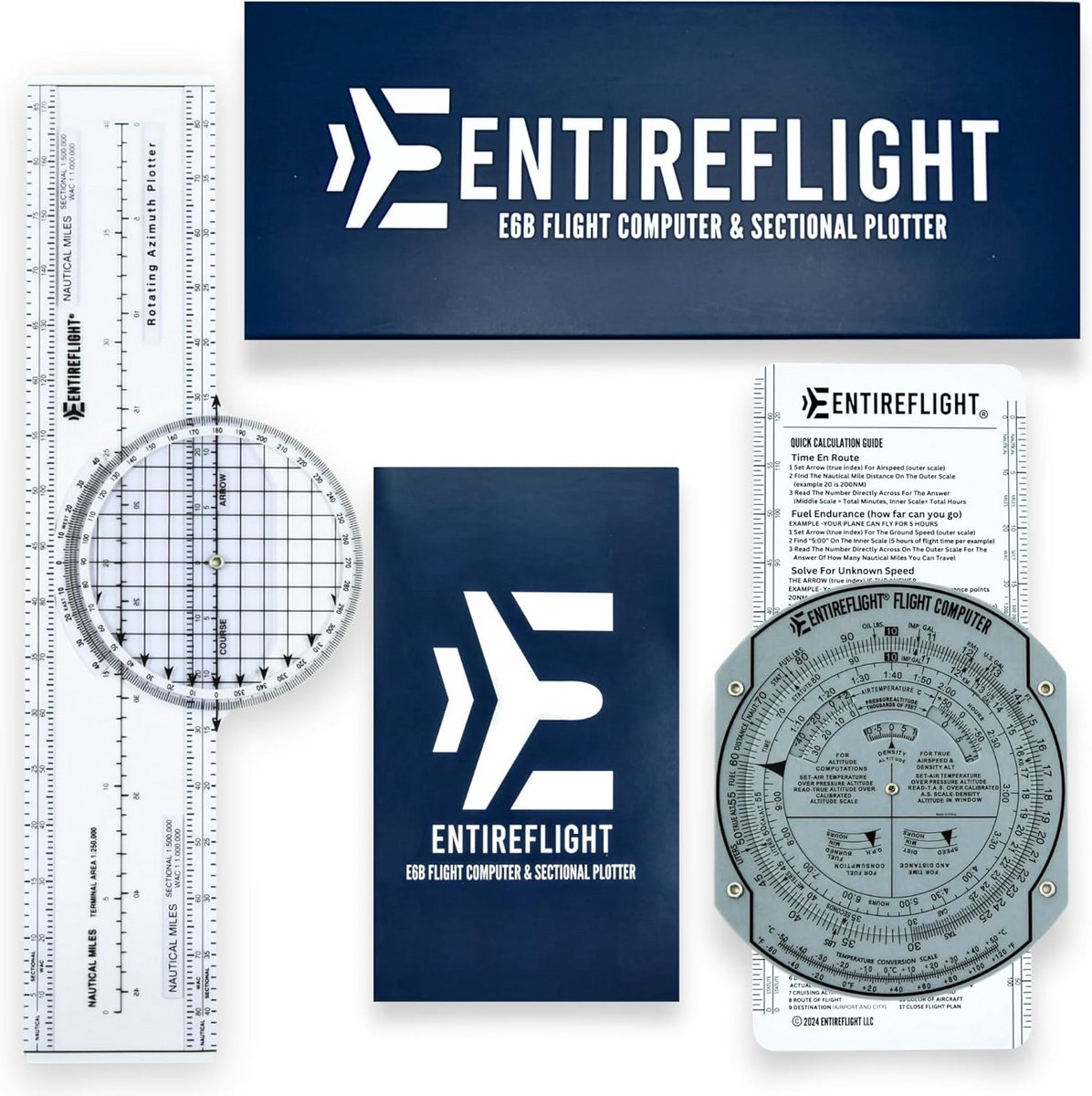 E6B Vliegcomputer, Plotter en Handleiding Set - Essentiële Luchtvaart Navigatie Tools voor Vliegtuig Piloten