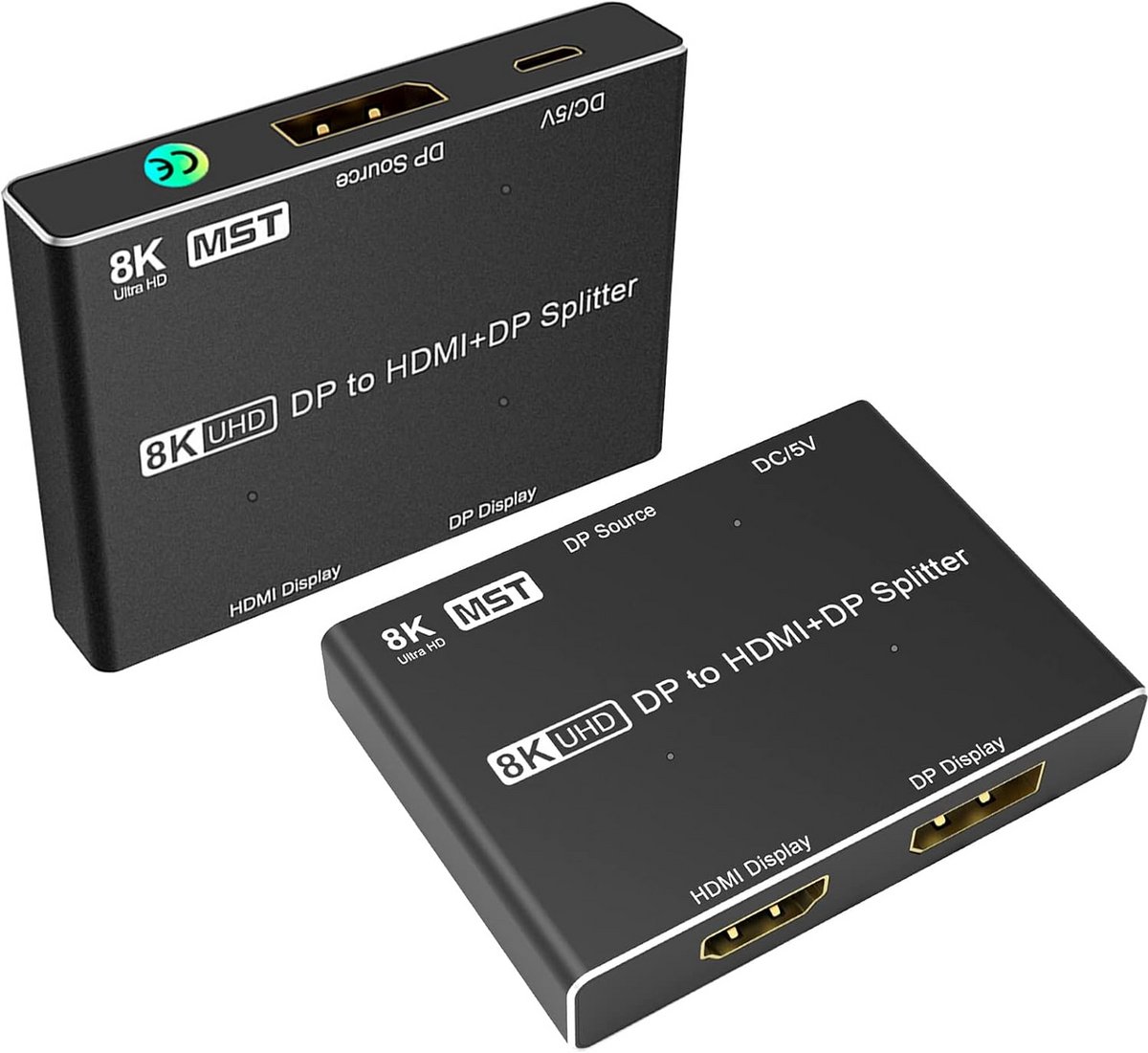 DisplayPort 1.4 MST Hub Splitter naar 2 Schermen (DP + HDMI) Ondersteuning tot 8K