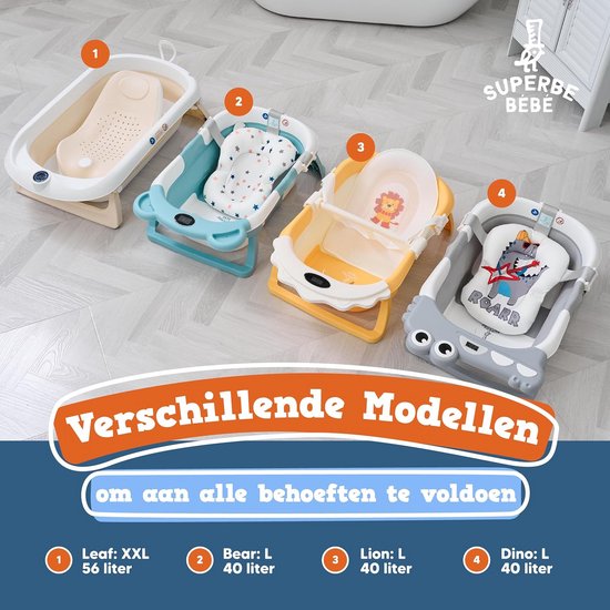Opvouwbaar Babybad met Antislip Kussen en Ingebouwde Douche Thermometer — afbeelding 5