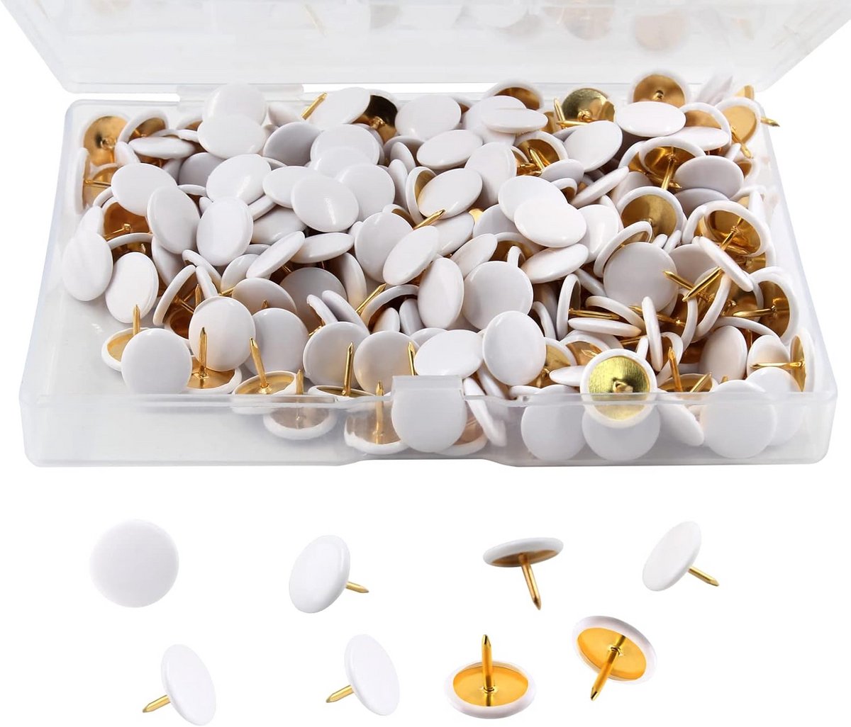 Witte decoratieve punaises 3/8 inch - 300 stuks - voor kurkbord, prikbord en muur - platte kop