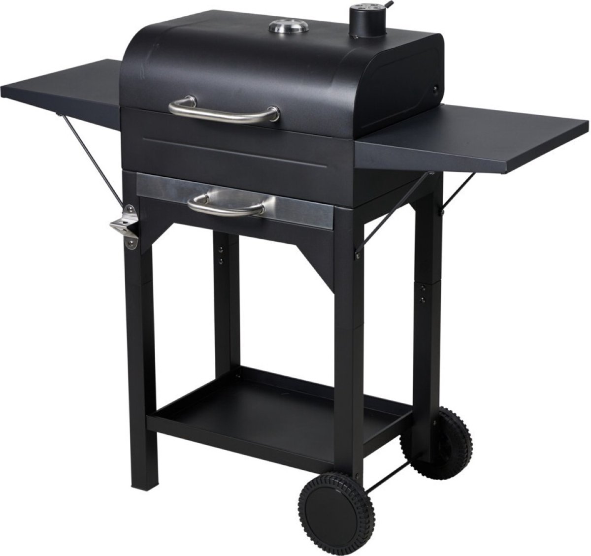 Houtskool BBQ - mat zwart - verrijdbaar