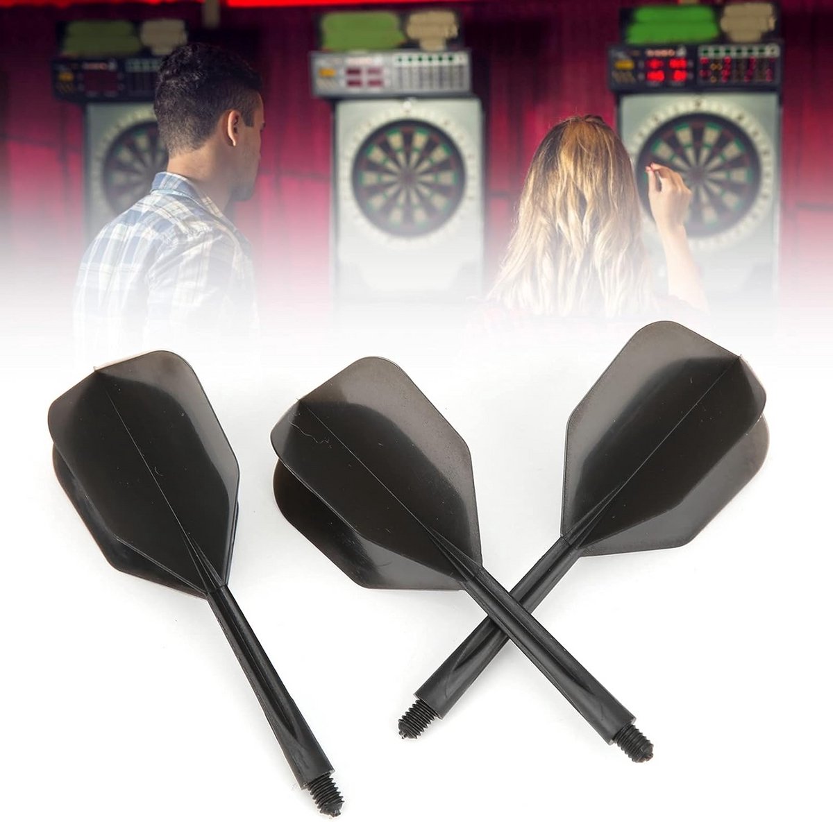 Dartpijlen Set met Geïntegreerde Shaft en Flights 3 Stuks 2BA Standaardvorm Transparant Zwart