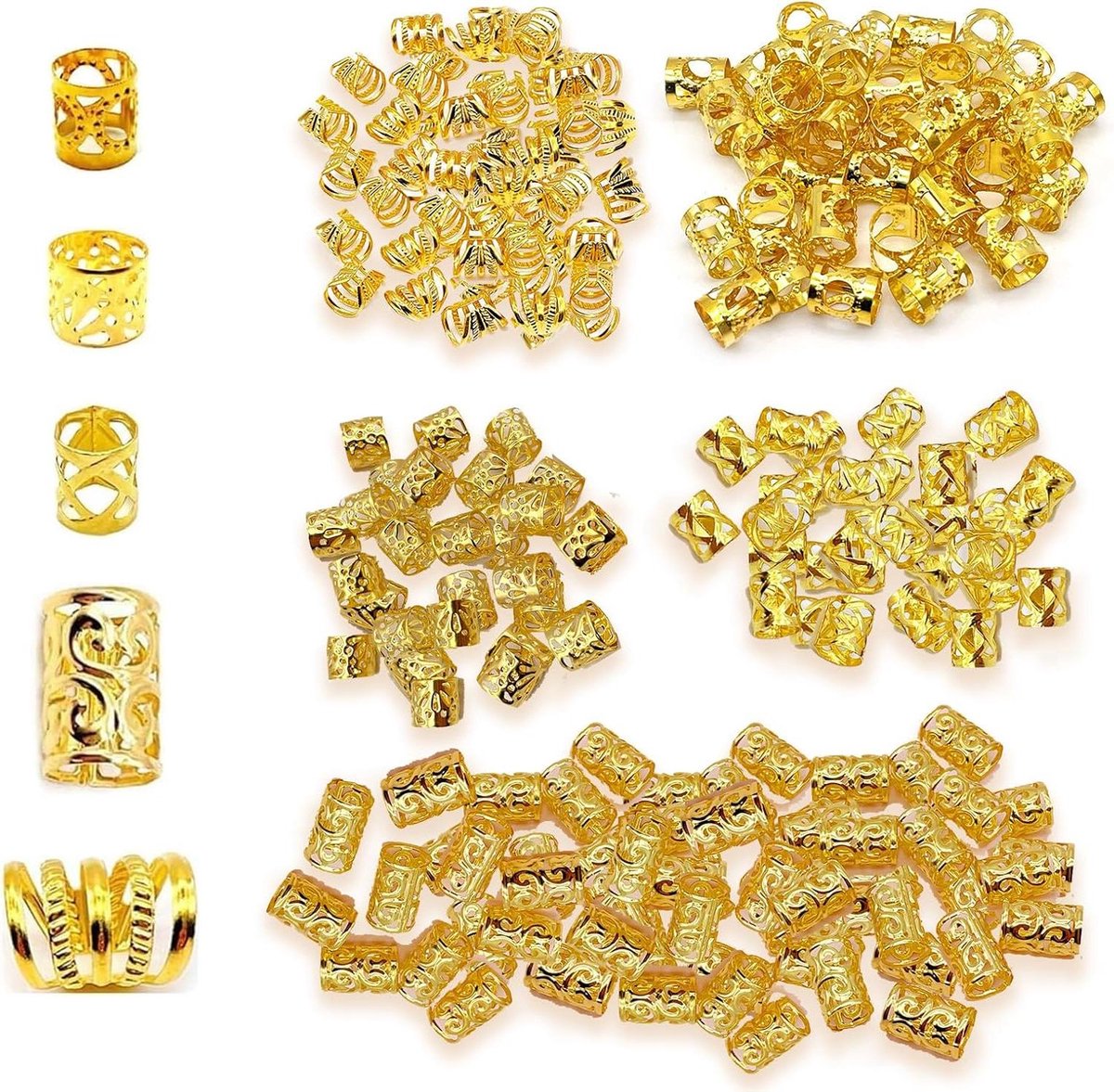 Gouden Haarsieraden Set - Vlecht Stijl - Haaraccessoires - Mode Accessoires - 90-100 stuks