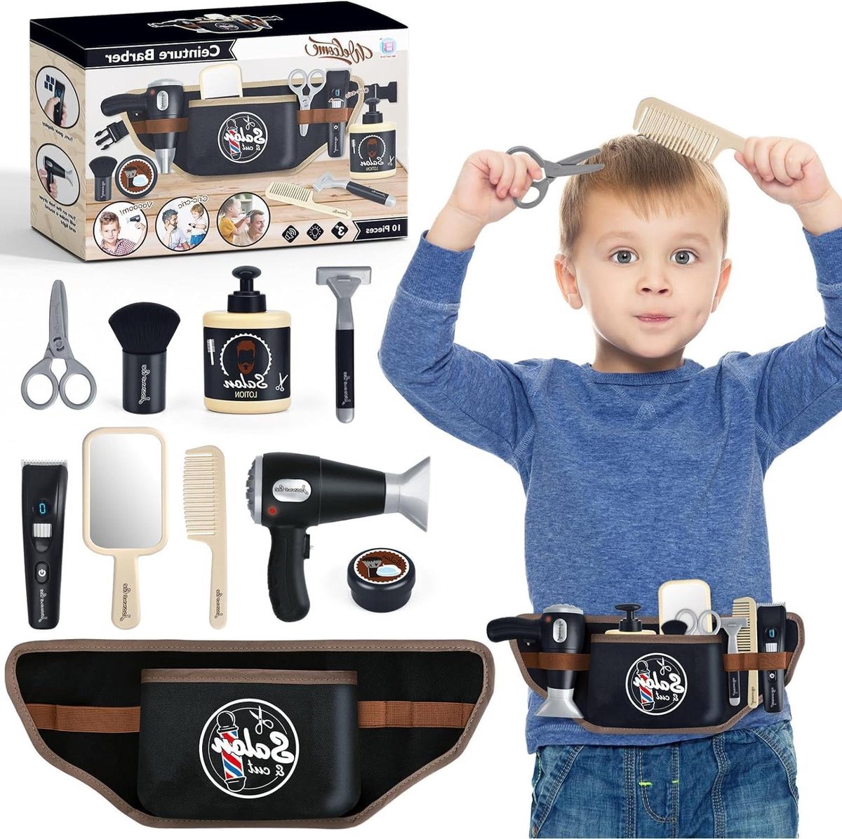 Kappersset met föhn en styling-accessoires voor kinderen vanaf 3 jaar.