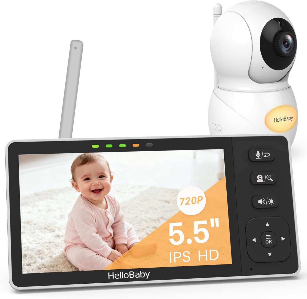Babyfoon met Camera 5,5 inch IPS-Display en Nachtzicht