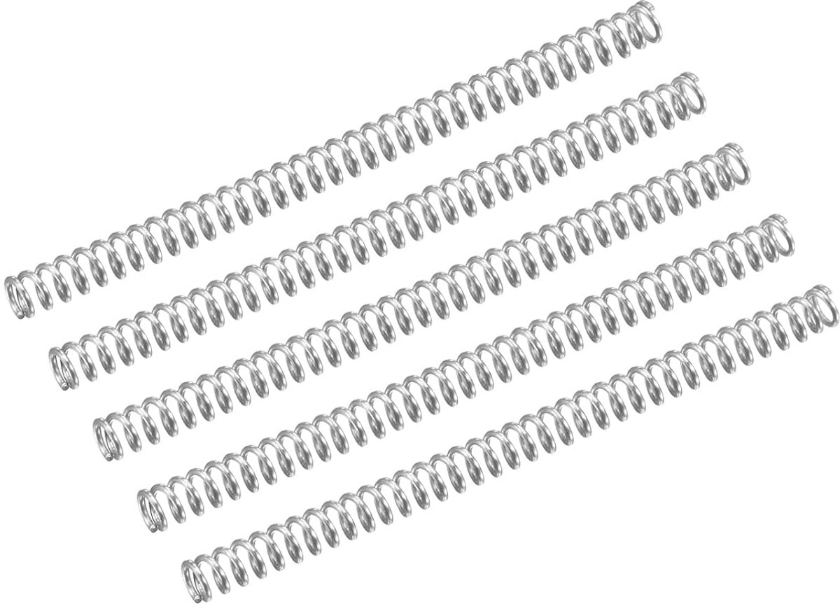 Set van 5 Compressieveren 304 RVS 2mm Buitendiameter 0,3mm Draaddikte 30mm Lengte