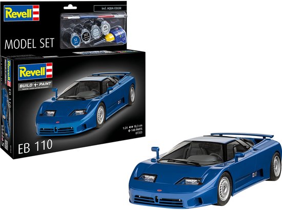 Revell Modelbouwpakket Auto - 67353 Bugatti EB 110 - Italiaanse Supercar - Auto - Model Set Plastic - 1:24 - Modelbouw