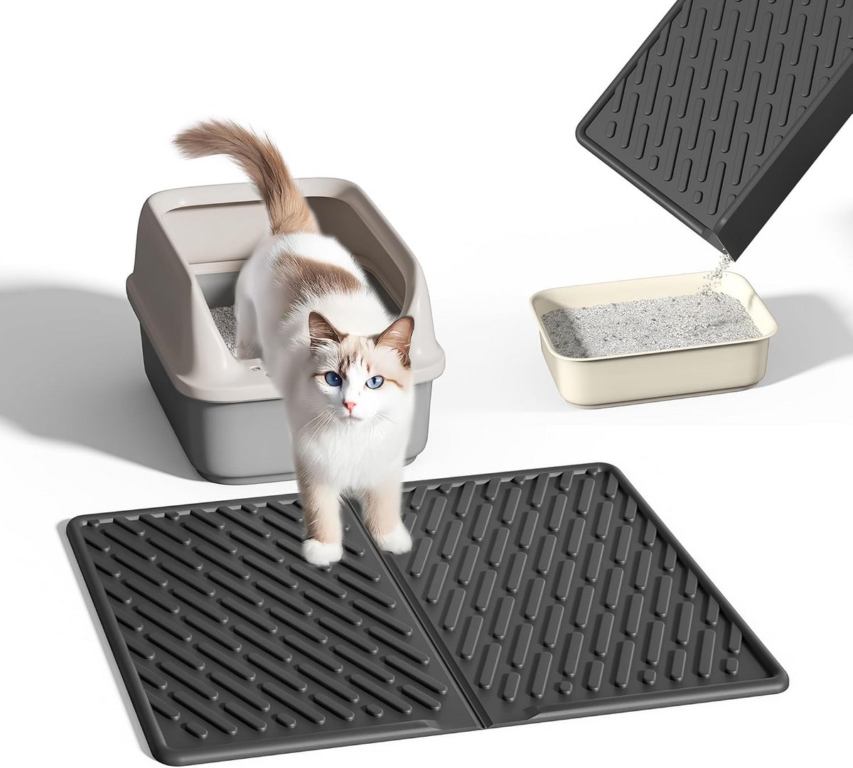 Kattenbakmat 24 inch x 16 inch zwart