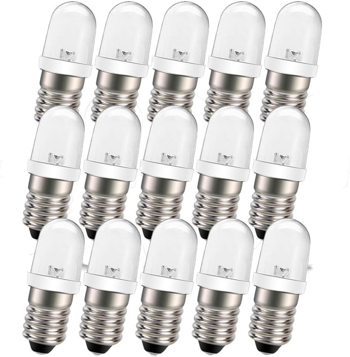 15 stuks E10 LED lampen 230V wit - 13,5 mm mini lamp voor sfeerverlichting