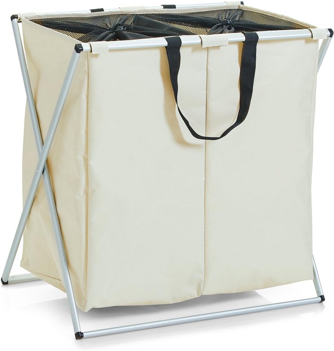 Wasmand 2-delig Polyester Aluminium Beige 59 x 38 x 57 cm