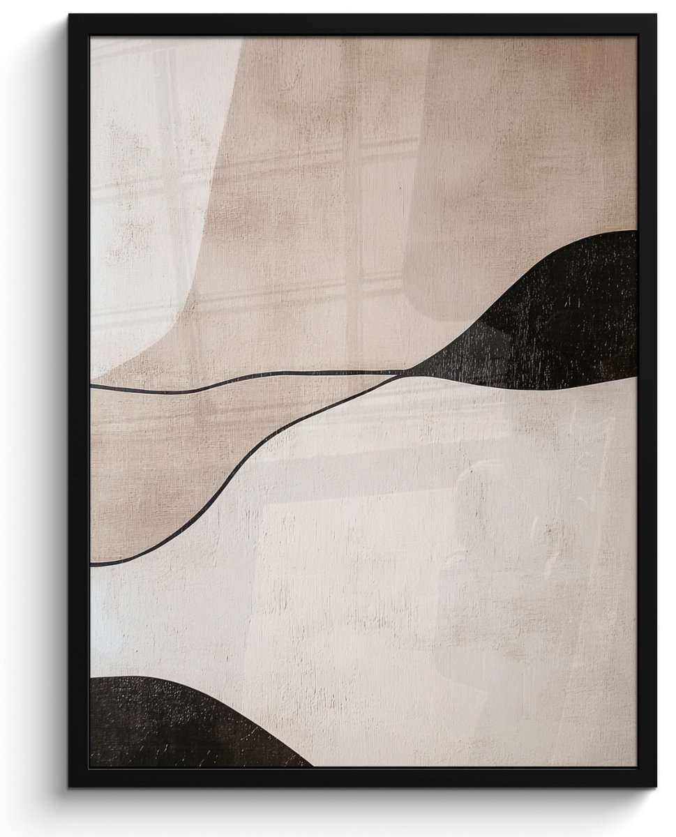 FrameYourWall Poster in lijst - Fotolijst 50x70 cm - Posters - Contourlijnen - Abstracte landschap - Posterlijst zwart - Decoratie - Wanddecoratie woonkamer - Muurdecoratie slaapkamer