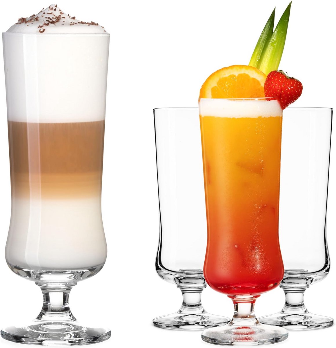 Set van 4 Elegante Cocktailglazen Kristalglas 380 ml voor Longdrinks en Iced Coffee