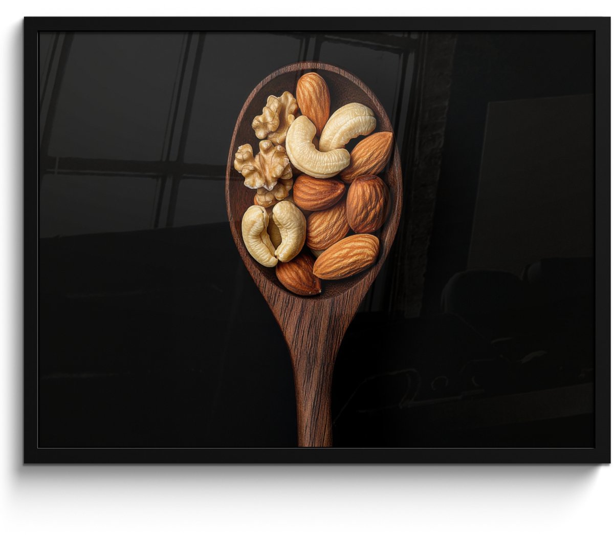 FrameYourWall Poster in lijst - Fotolijst 70x50 cm - Posters - Hout - Noten - Zwart - Posterlijst zwart - Decoratie - Wanddecoratie woonkamer - Muurdecoratie slaapkamer Lepel - Hout - Noten