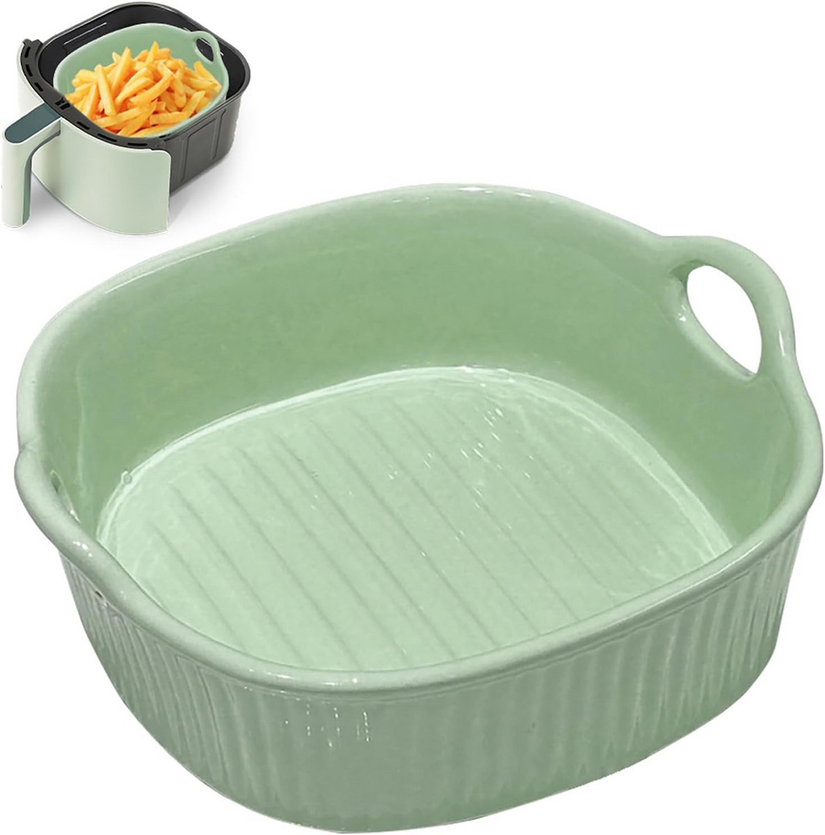Keramische Ovenschaal Vierkant 650 ml met Handgrepen