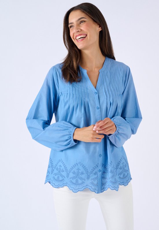 Damart - Blouse base brodée - Dames - Blauw - 42