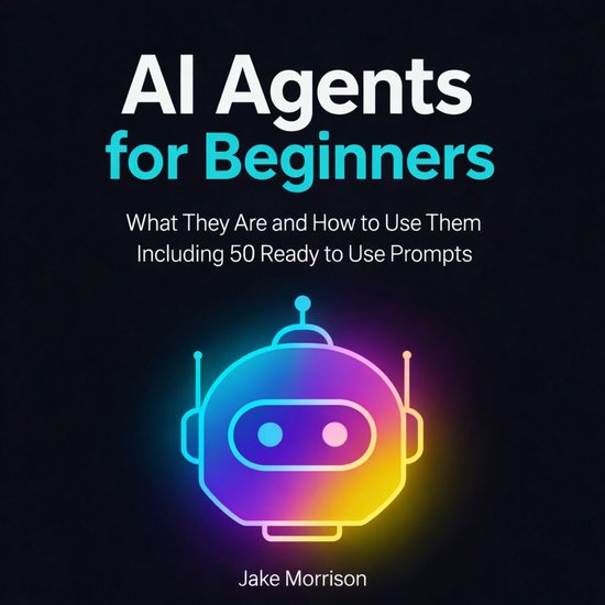 Couverture du livre 'AI Agents for Beginners' avec une illustration de robot colorée et le texte 'AI Agents for Beginners'.