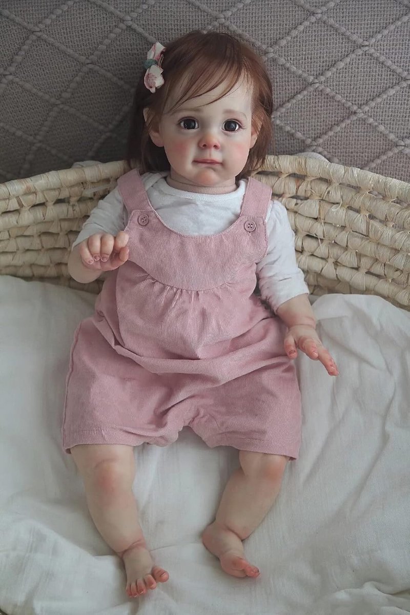 Grote Realistische Reborn Babypop 60 CM met Handgeworteld Haar