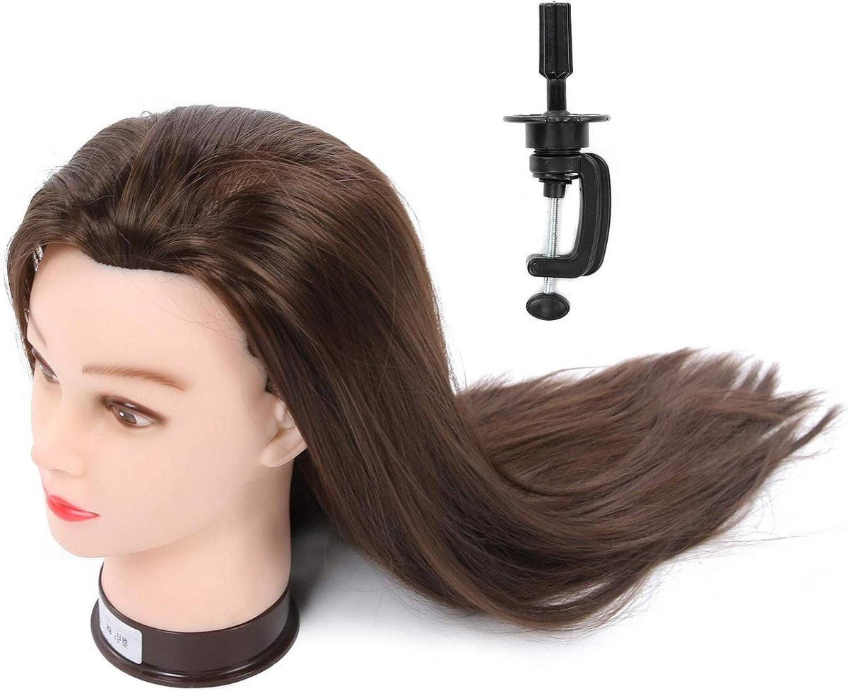 Mannequinkop voor kappers oefenen met klem, haarstyling hoofd 65 cm