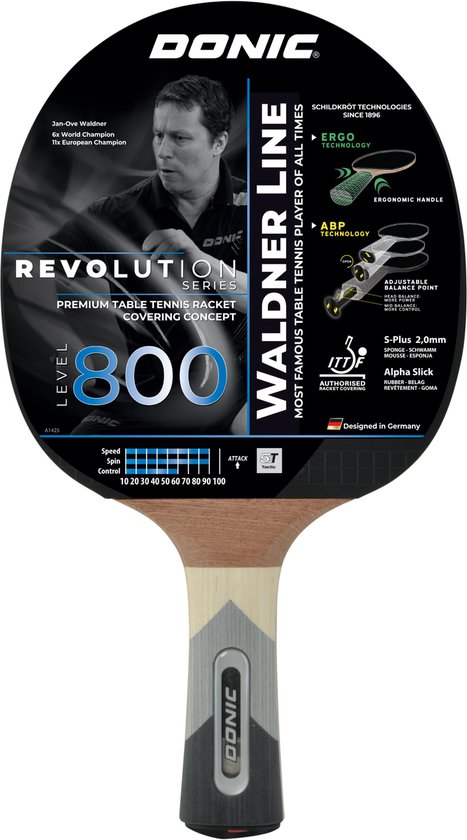 Batte de tennis de table Donic Schildkröt Waldner 800 Attack Black