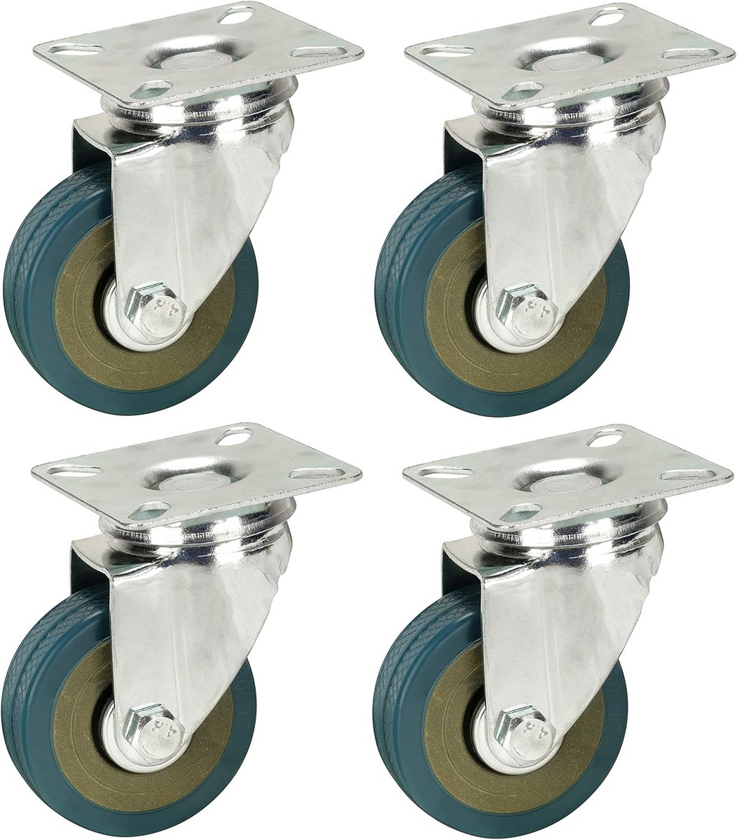 Zwenkwielen Zwaar Uitvoerbaar Hard Rubber 50 mm Set van 4