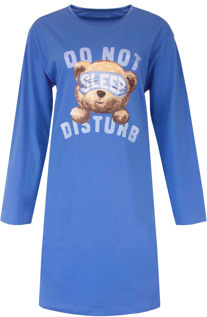 Temptation Dames Big Shirt - Lange Mouwen - Blauw