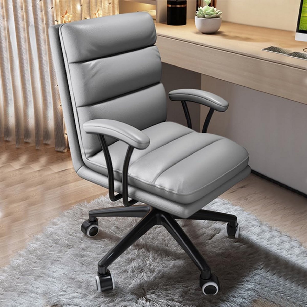 Ergonomische Bureaustoel met Verstelbare Rugleuning en Kunstleren Bekleding