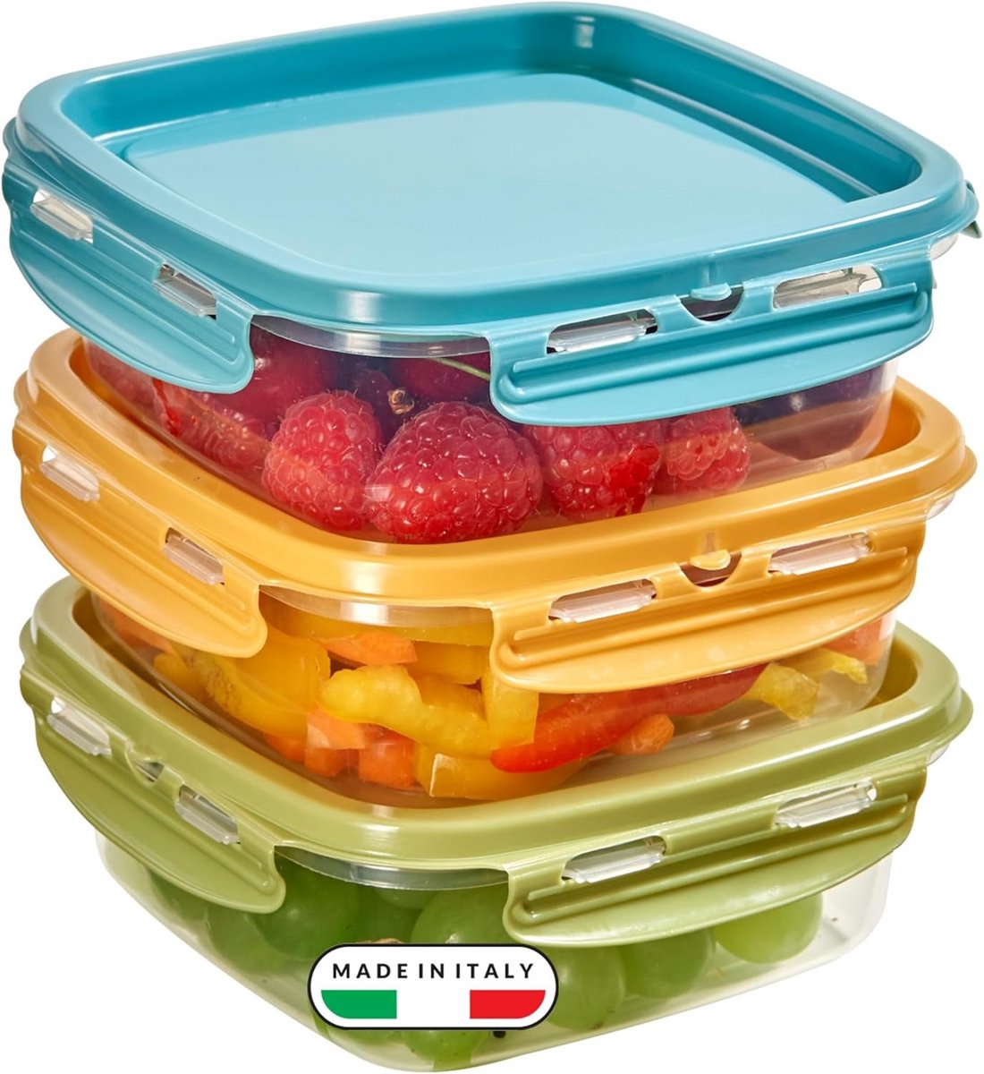 Set van 3 Vierkante Voedselcontainers met Luchtdichte Deksel - 0.50 Liter