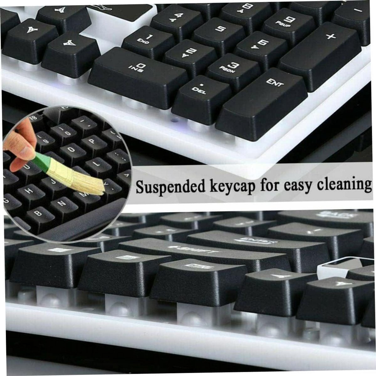 Bedrade Zwarte Gaming Toetsenbord en Muis Set met LED Verlichting voor Laptop en PC