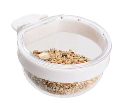 Vogelvoederbak - Papegaaienvoerbak - Afneembare transparante kom - Hangende vogelvoederbak - Kunststof voederbak - 9*9*5 cm - Eenvoudig te installeren - Huisdierbenodigdheden - Geschikt voor grasparkieten, papegaaien en kleine vogels - Transparant