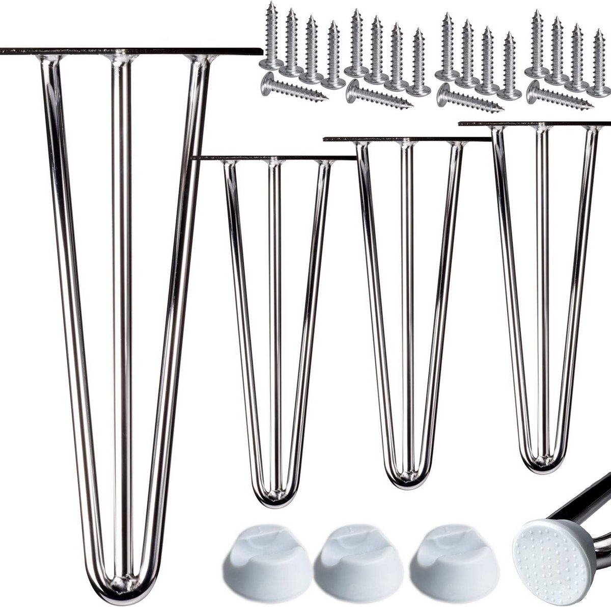 Set van 4 Haarspeld Tafelpoten 40cm voor Meubels Tafelframe Chroom