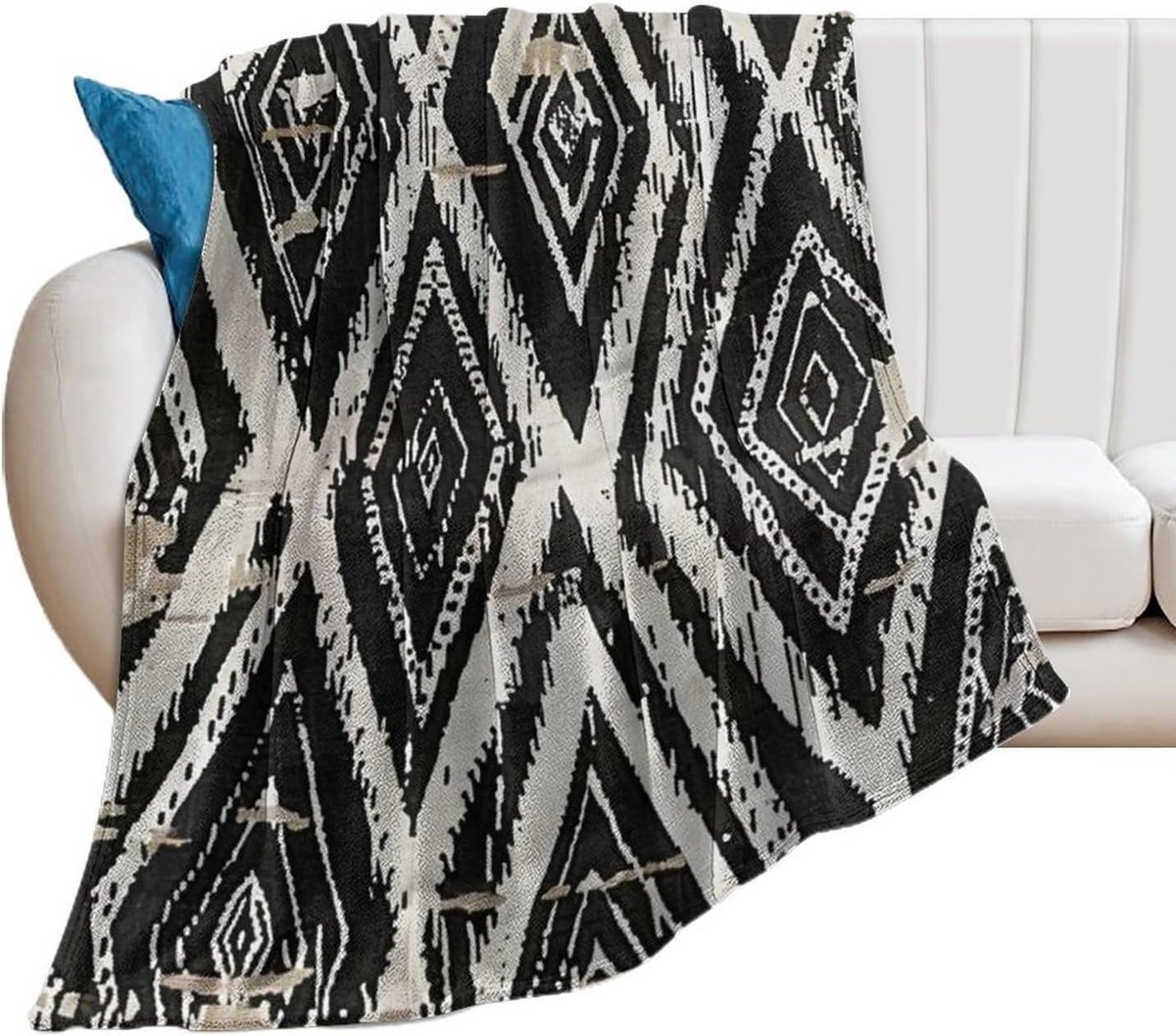 Zachte Flanellen Plaid met Grijs Geometrisch Patroon voor Bank of Bed