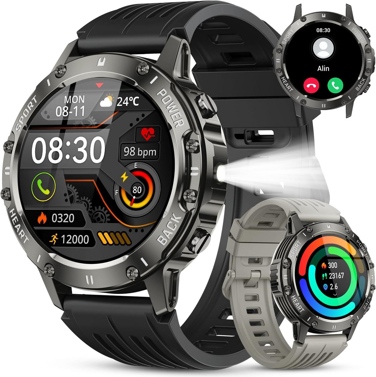 Waterdichte Smartwatch met Oproepfunctie en Fitnesstracker voor Heren