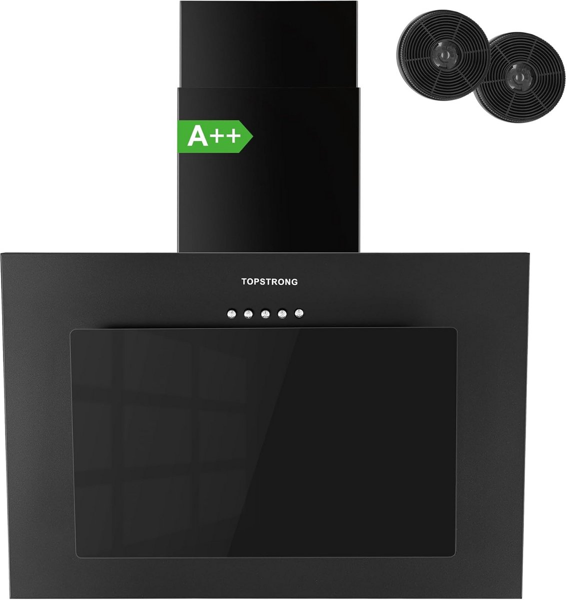 Inbouw Afzuigkap 60 cm Zwart met LED Verlichting en Koolstoffilter