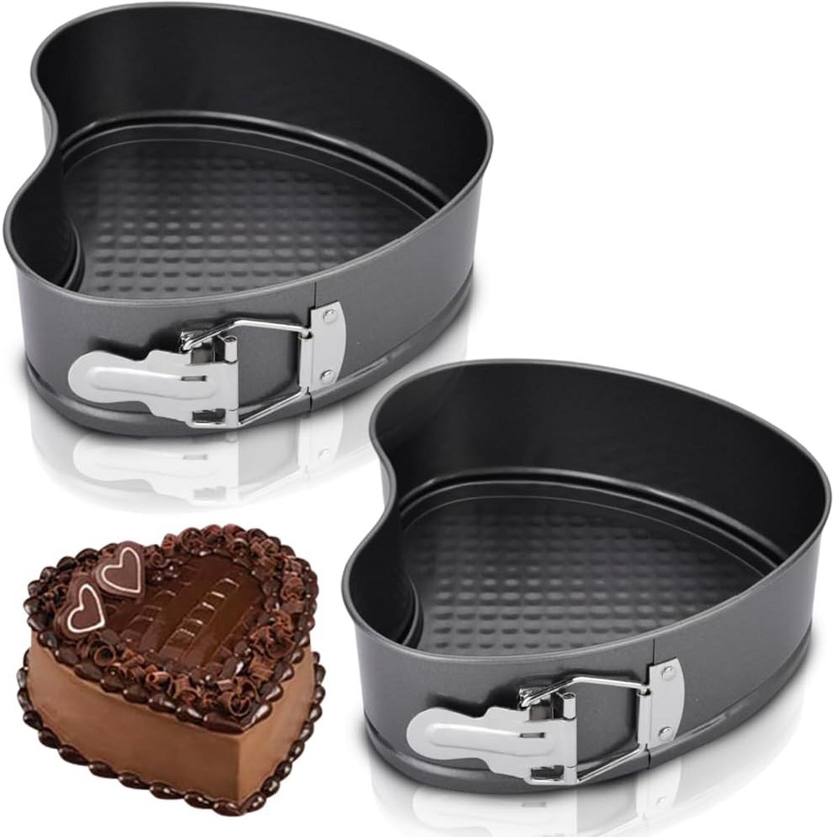 Dubbele Set Hartvormige Bakvormen 18 cm met Antiaanbaklaag