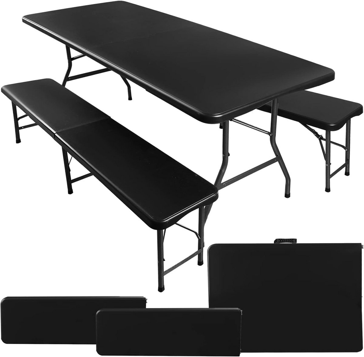 Inklapbare Campingtafel met 2 Banken Picknickset Opvouwbaar Kamperen