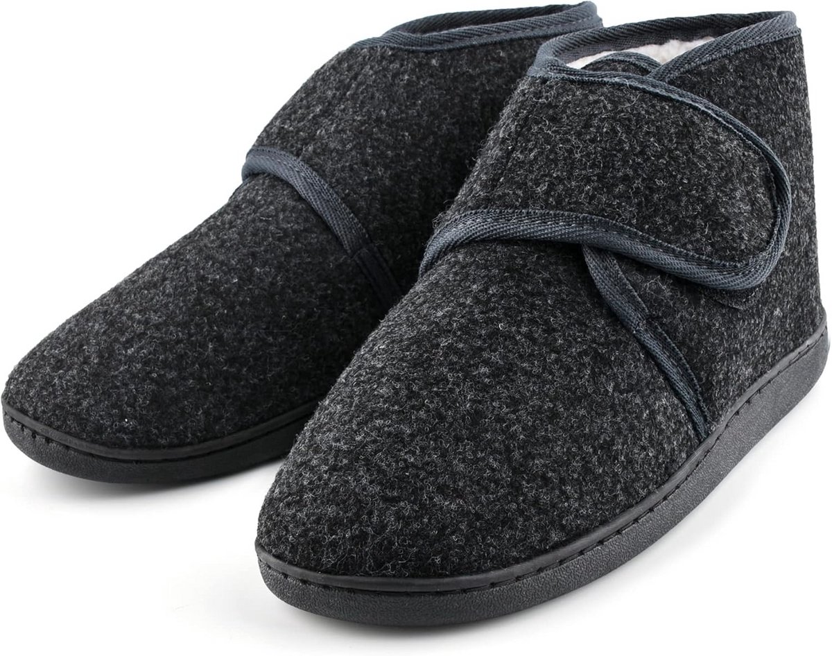 Warme Herenpantoffels met Brede Pasvorm en Antislipzool voor Binnen en Buiten