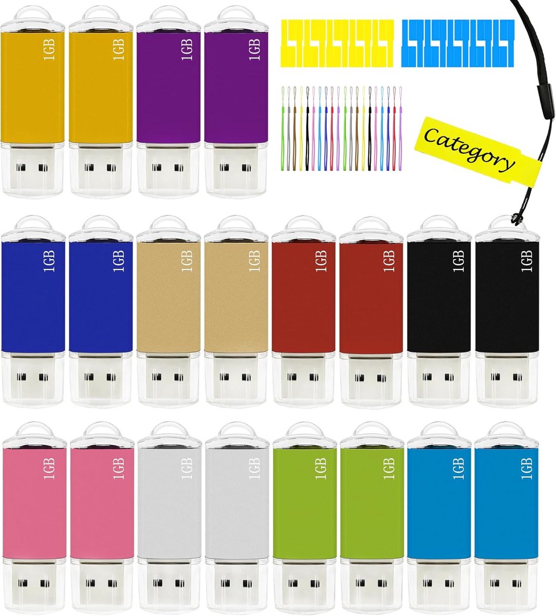 Grote Partij USB Sticks 1GB, Set van 20 Stuks Geheugensticks