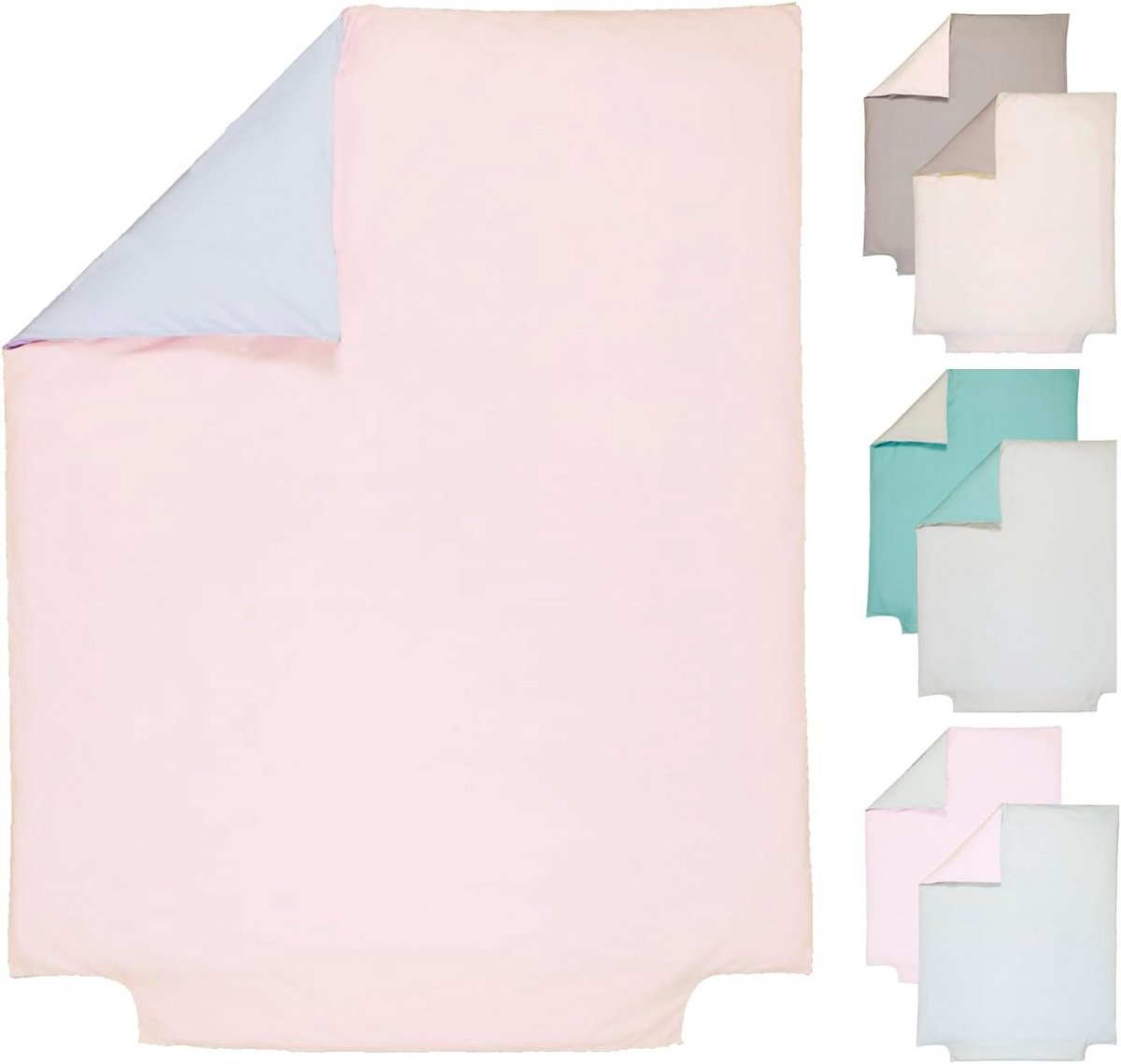 Dekbedovertrek Baby 120x150 cm - 100% Biologisch Katoen Grijs en Roze