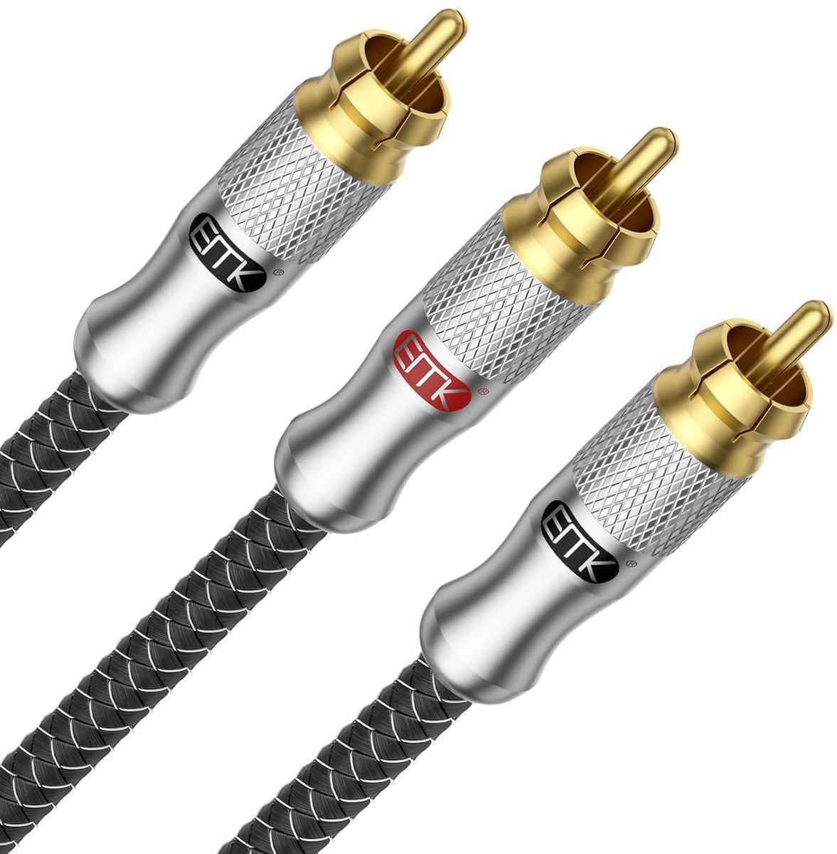 RCA Y-Splitter Kabel 0,5m - 1 Mannelijk naar 2 Mannelijk Audiokabel voor Subwoofer & AV-Ontvanger