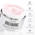 Color Wow Dreaming pot met roze crème, met iconen voor sealen, hittebescherming, ontpluizen, glans en elasticiteit.