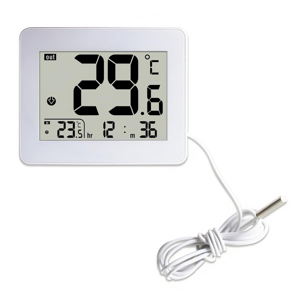 Digitale Binnen- en Buiten Thermometer met HD LCD Scherm en Sensor