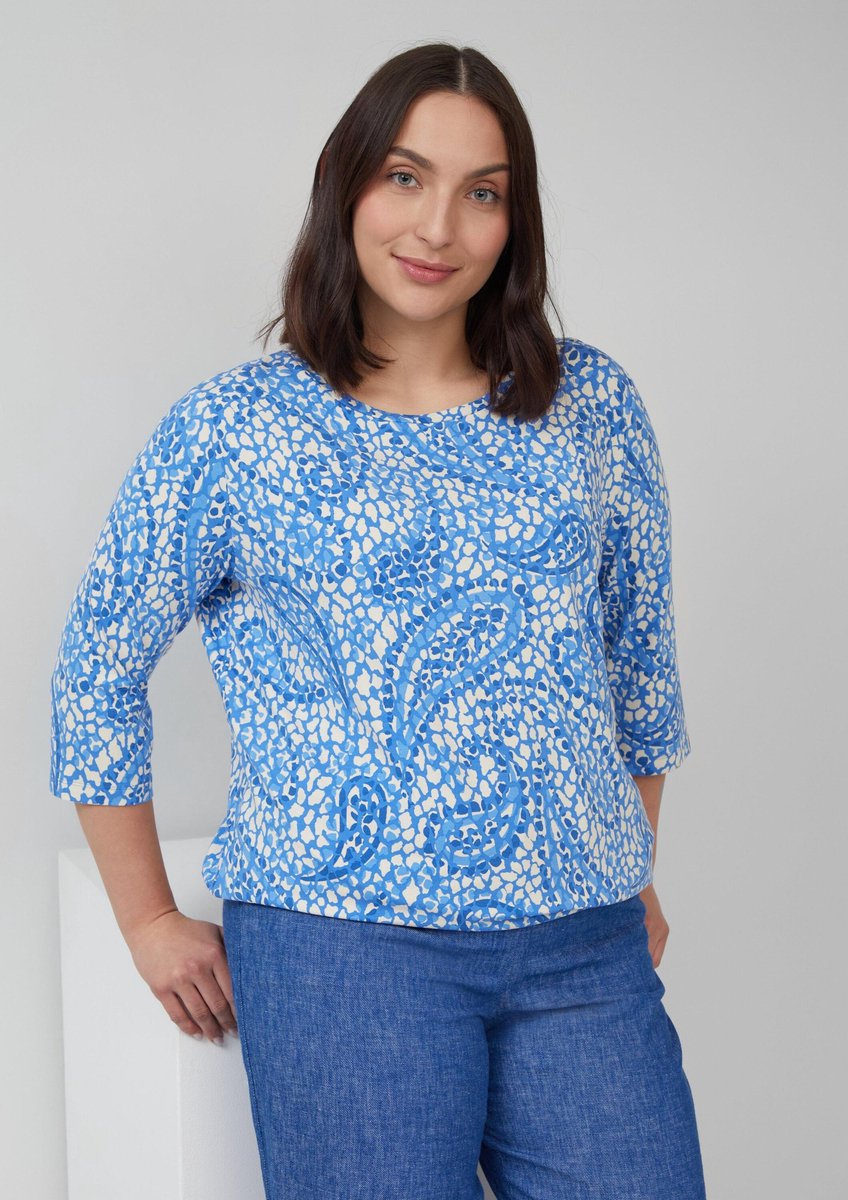 Shirt van elastische viscose in O-shape