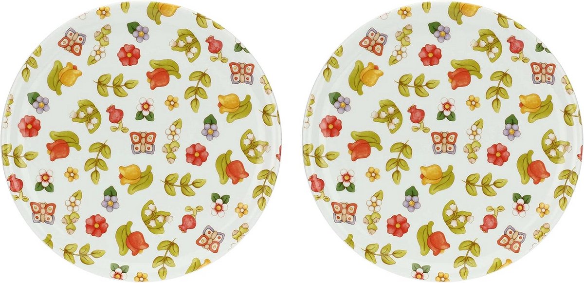 Set van 2 Pizza Borden met Fris Bloemenpatroon