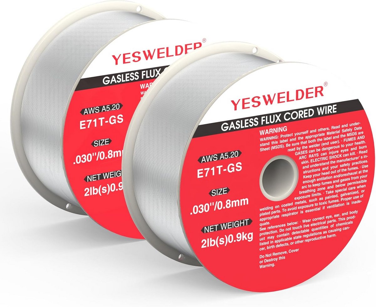 Gasloze MIG Lasdraad 0.8mm, 2x0.9kg, Zacht Staal E71T-GS - Geschikt voor Buitenlassen