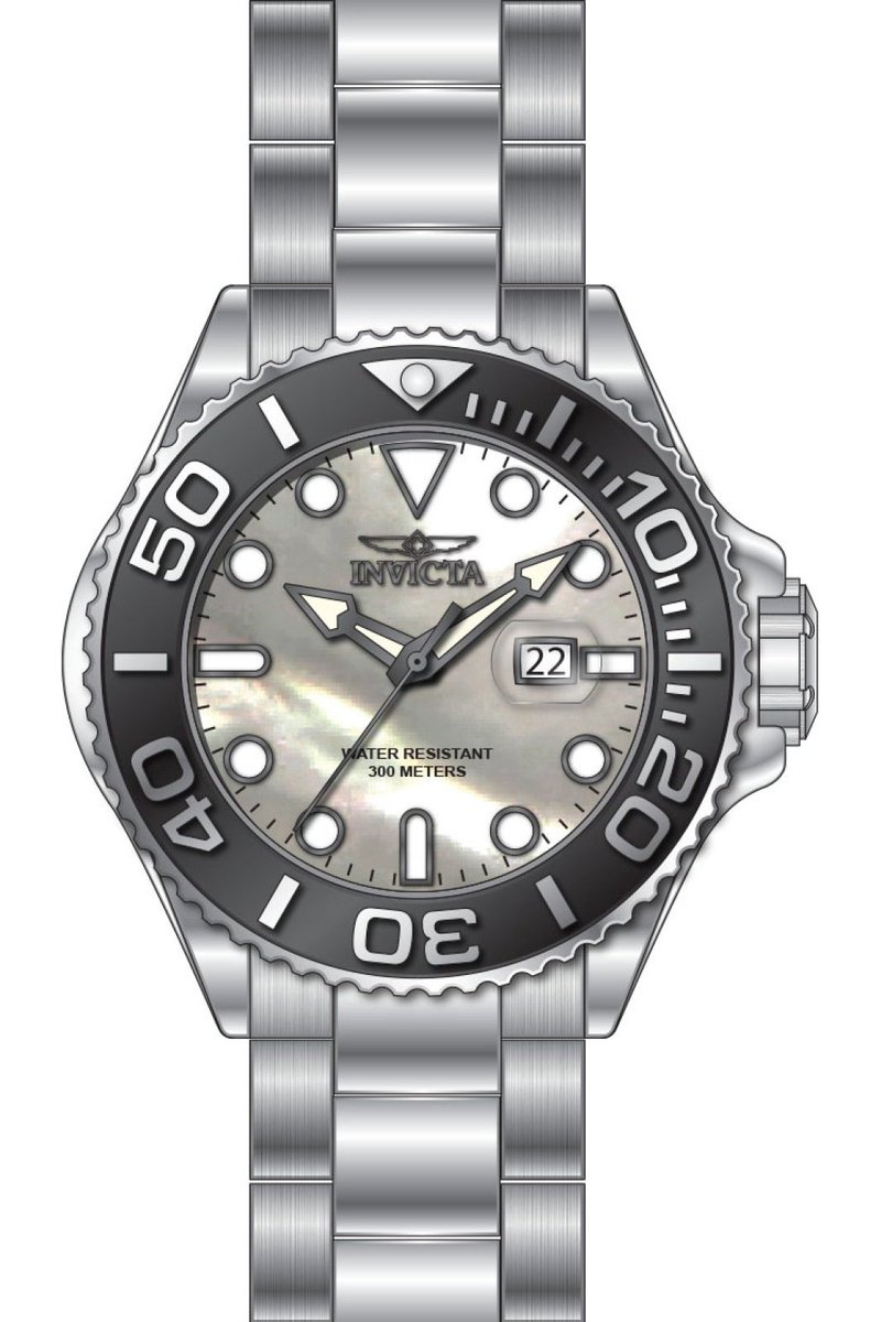 Invicta Grand Diver 49153 Heren Horloge - Waterdicht - Analoog - Quartz Uurwerk - Roestvrij Staal met parelmoeren Wijzerplaat - 52mm