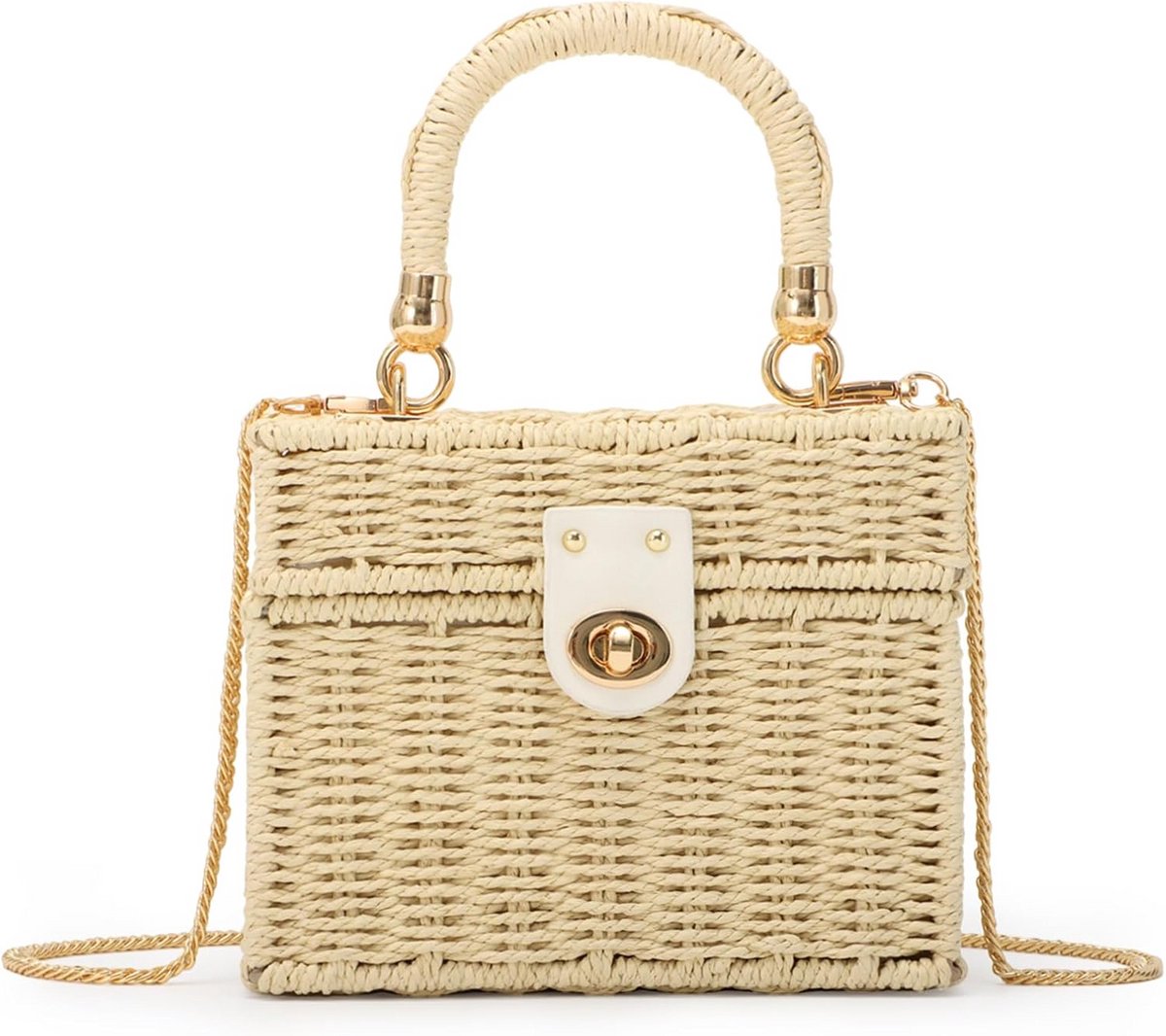 Handgeweven Rotan Tas Vierkant Boho Voor Dames