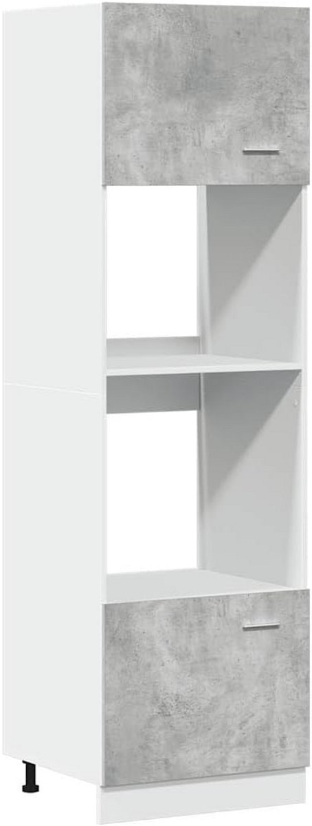 Magnetronkast Keukenopslag Kast 60x57x207cm Hout en Betonlook Grijs